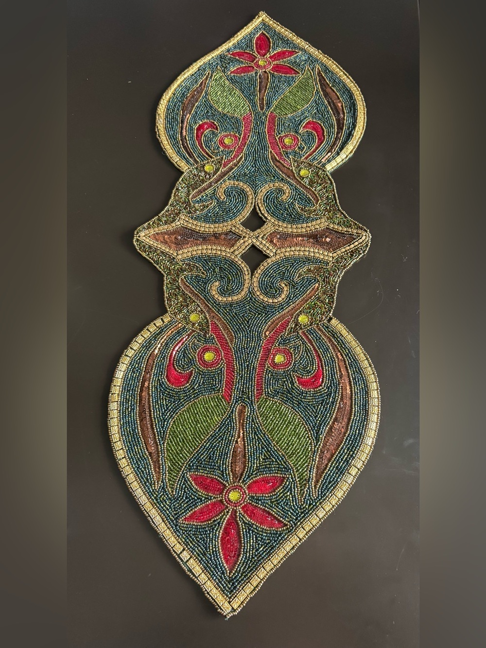 Pier 1 Beaded Floral Scroll Table Runner - Picture 8 of 8